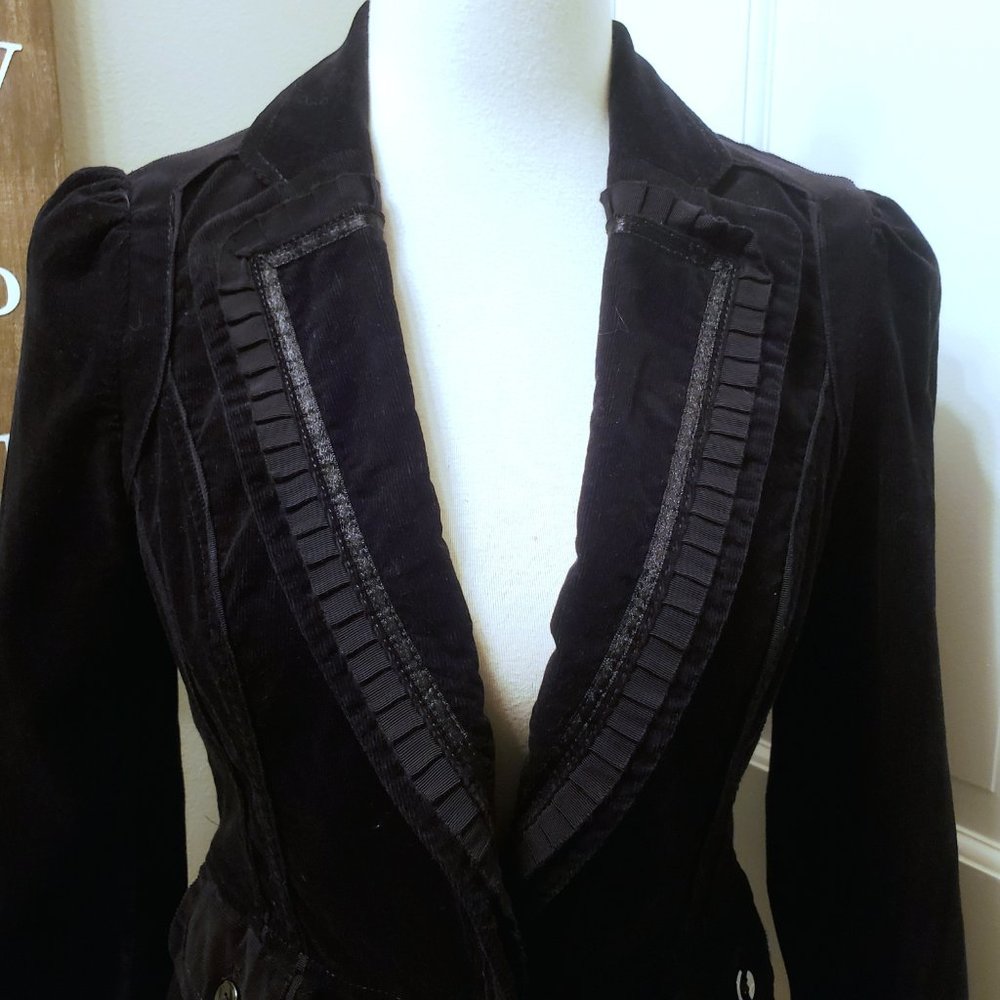 WHBM Black Corduroy Peplum Blazer Size 4 - Picture 4 of 8